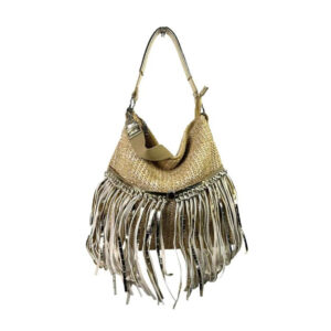 Bolso de Hombro Sintético para Mujer con Flecos Decorativos y Cremallera