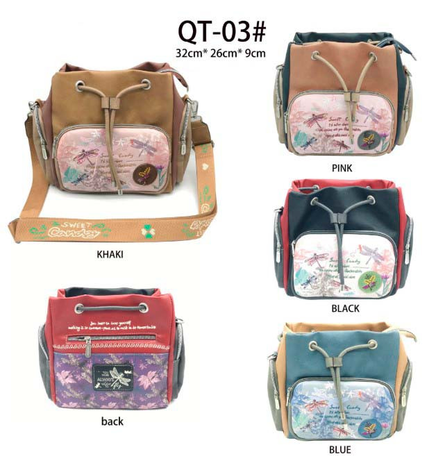 Mochila Sweet Candy con Diseño Libélula y 4 Bolsillos Exteriores para Mujer