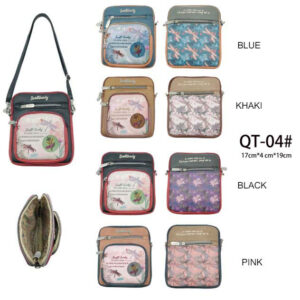 Bolso Bandolera Sweet Candy con Diseño Libélula, Bolsillos Frontales y Trasero