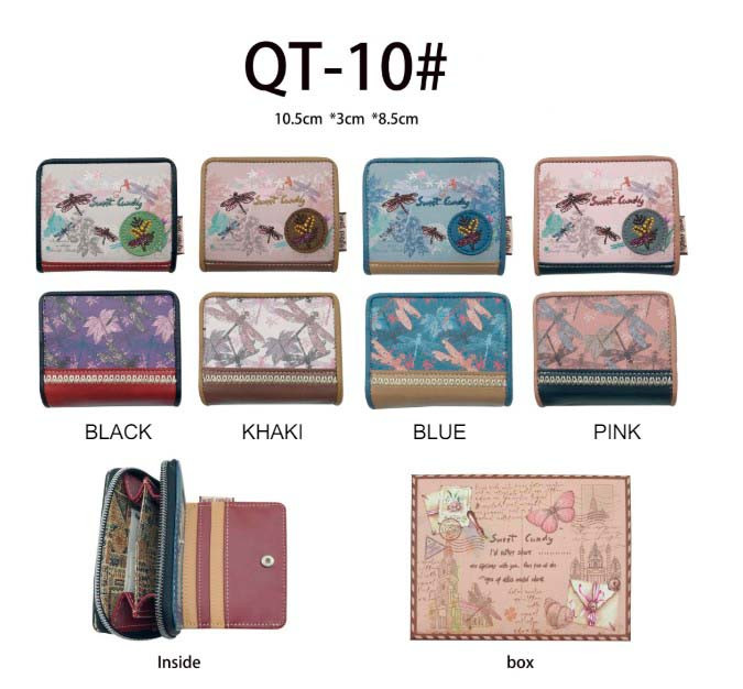 Monedero Sweet Candy con Diseño Libélula, Caja, Botón y Cremallera de Mujer