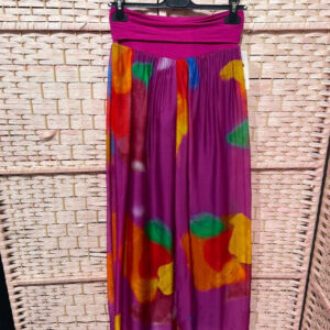 Pantalón Elástico y Multicolor de Seda Italiana con Gran Calidad y Talla Única