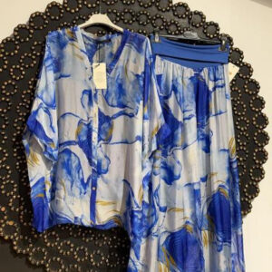 Juego de Blusa de Seda + Pantalón Elástico para Mujer con Diseño de Nube