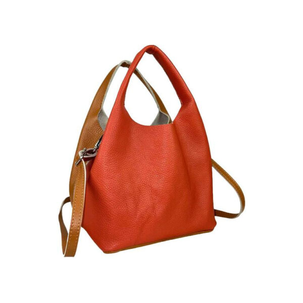 Bolso de Mano en Piel Italiana con Bolsito Interno y Tira Bandolera para Mujer