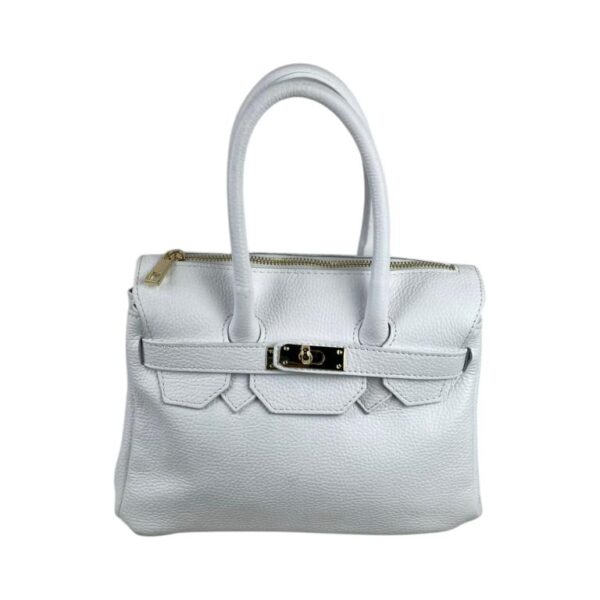 Bolso de Mano en Piel Italiana con Frontal Decorativo y Asas Cortas para Mujer - Imagen 7