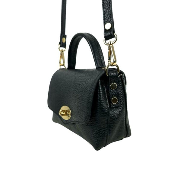 Bolso de Mano Compacto en Piel Italiana para Mujer con Solapa y Bolsillo Interior