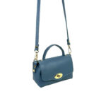 Bolso de Mano Compacto en Piel Italiana para Mujer con Solapa y Bolsillo Interior