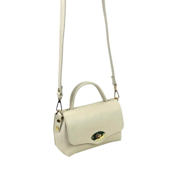 Bolso de Mano Compacto en Piel Italiana para Mujer con Solapa y Bolsillo Interior