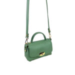 Bolso de Mano Compacto en Piel Italiana para Mujer con Solapa y Bolsillo Interior