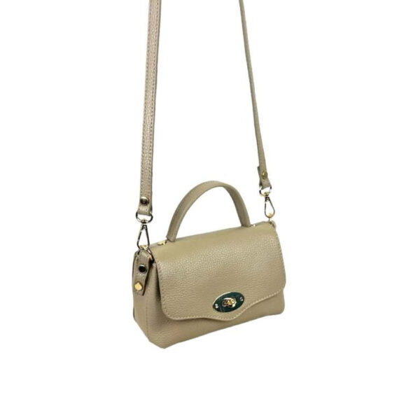 Bolso de Mano Compacto en Piel Italiana para Mujer con Solapa y Bolsillo Interior