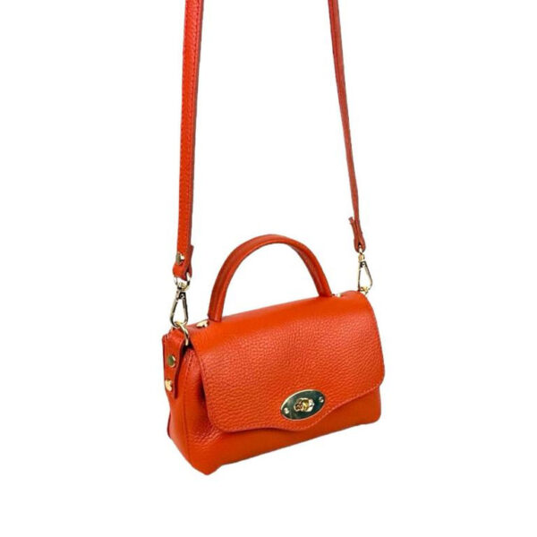 Bolso de Mano Compacto en Piel Italiana para Mujer con Solapa y Bolsillo Interior