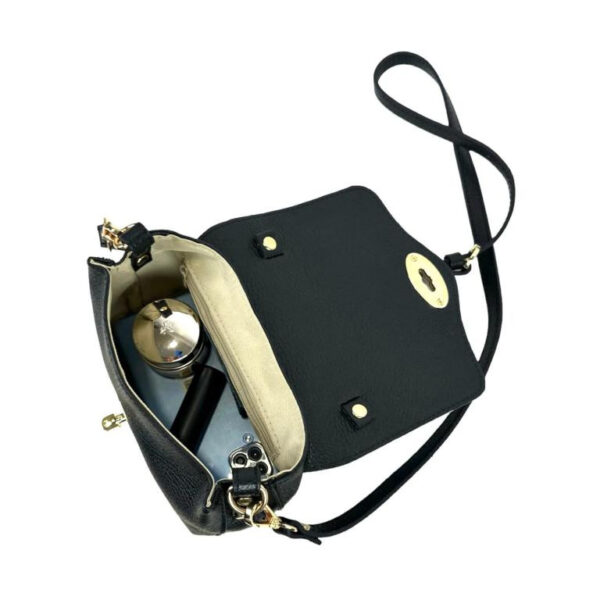 Bolso de Mano Compacto en Piel Italiana para Mujer con Solapa y Bolsillo Interior