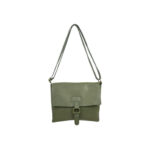 Bolso Bandolera de Piel Italiana con Solapa, Cremallera y Bolsillo Interior Mujer