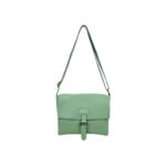 Bolso Bandolera de Piel Italiana con Solapa, Cremallera y Bolsillo Interior Mujer