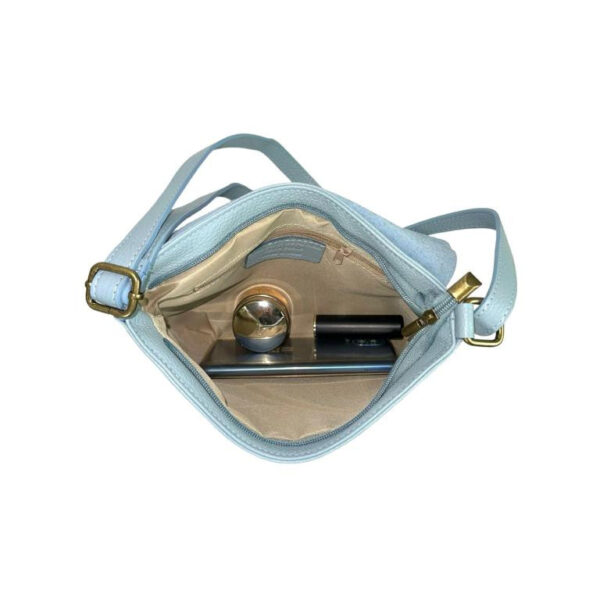 Bolso Bandolera de Piel Italiana con Solapa, Cremallera y Bolsillo Interior Mujer