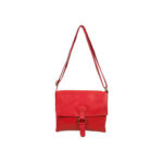 Bolso Bandolera de Piel Italiana con Solapa, Cremallera y Bolsillo Interior Mujer