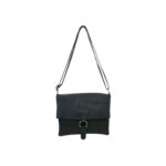 Bolso Bandolera de Piel Italiana con Solapa, Cremallera y Bolsillo Interior Mujer