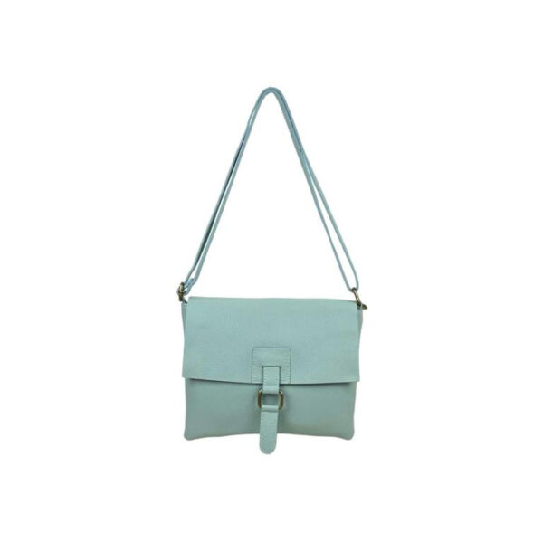 Bolso Bandolera de Piel Italiana con Solapa, Cremallera y Bolsillo Interior Mujer