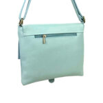 Bolso Bandolera de Piel Italiana con Solapa, Cremallera y Bolsillo Interior Mujer