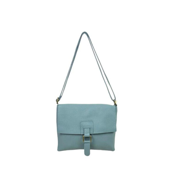 Bolso Bandolera de Piel Italiana con Solapa, Cremallera y Bolsillo Interior Mujer