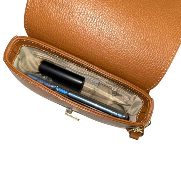 Bolso Bandolera de Piel Italiana con Solapa de Giro y Gran Calidad para Mujer