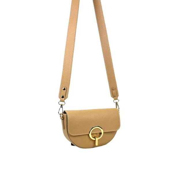 Bolso Bandolera de Piel Italiana con Solapa de Giro y Gran Calidad para Mujer