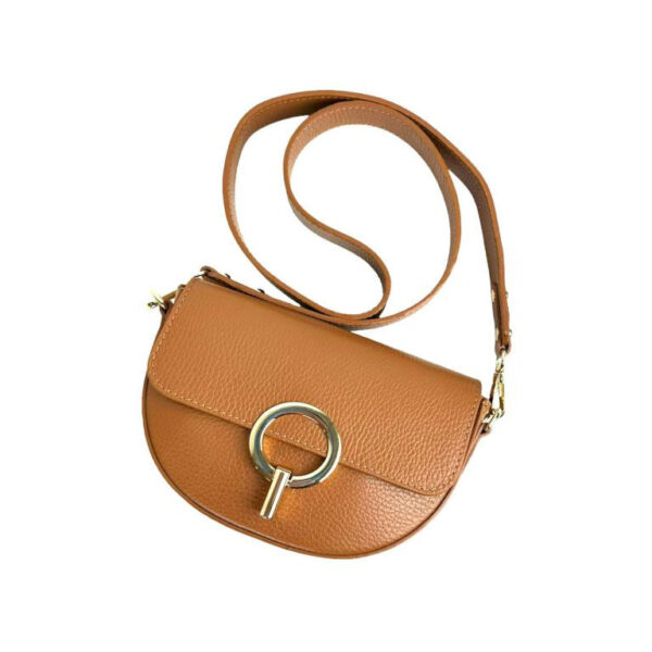 Bolso Bandolera de Piel Italiana con Solapa de Giro y Gran Calidad para Mujer