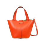 Bolso Bucket de Piel Italiana con 2 Asas Cortas y Bolsito Extra para Mujer