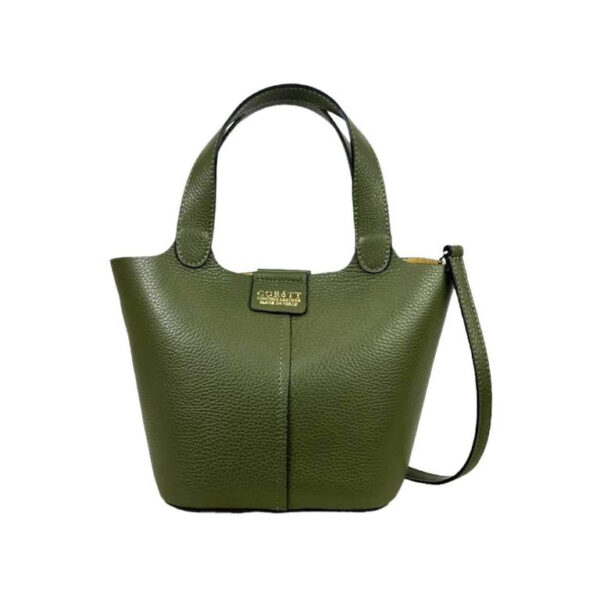 Bolso Bucket de Piel Italiana con 2 Asas Cortas y Bolsito Extra para Mujer