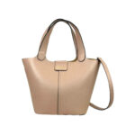 Bolso Bucket de Piel Italiana con 2 Asas Cortas y Bolsito Extra para Mujer