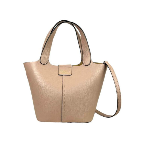 Bolso Bucket de Piel Italiana con 2 Asas Cortas y Bolsito Extra para Mujer