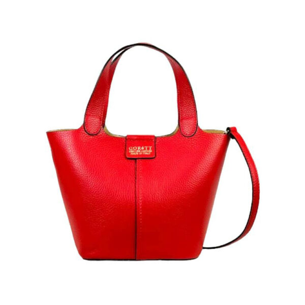Bolso Bucket de Piel Italiana con 2 Asas Cortas y Bolsito Extra para Mujer