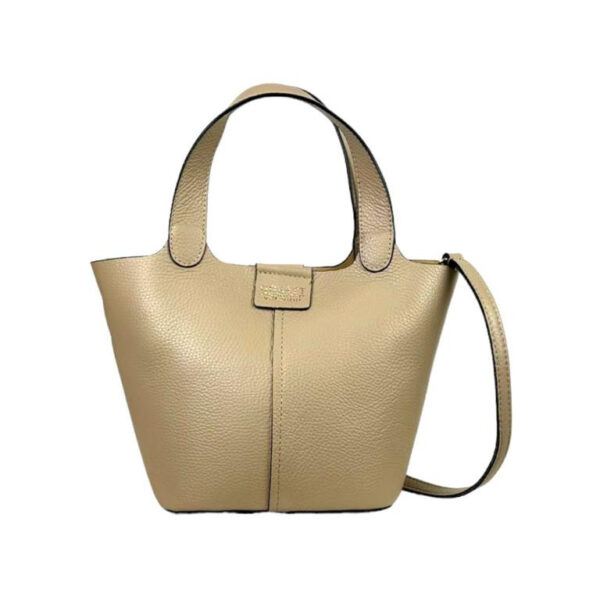 Bolso Bucket de Piel Italiana con 2 Asas Cortas y Bolsito Extra para Mujer