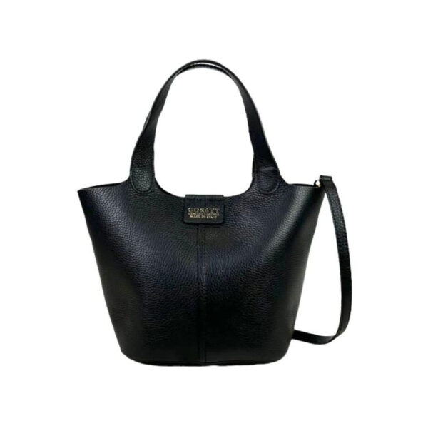 Bolso Bucket de Piel Italiana con 2 Asas Cortas y Bolsito Extra para Mujer