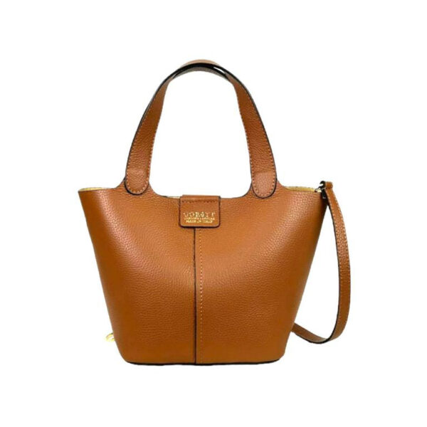 Bolso Bucket de Piel Italiana con 2 Asas Cortas y Bolsito Extra para Mujer