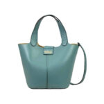 Bolso Bucket de Piel Italiana con 2 Asas Cortas y Bolsito Extra para Mujer