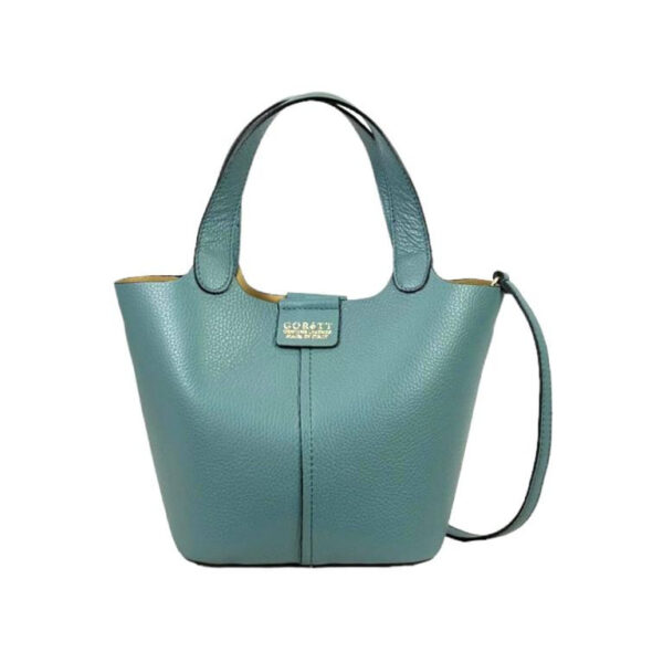 Bolso Bucket de Piel Italiana con 2 Asas Cortas y Bolsito Extra para Mujer