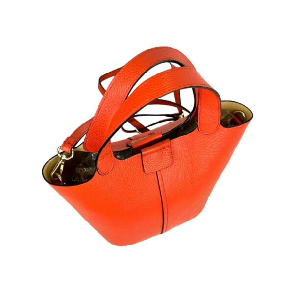 Bolso Bucket de Piel Italiana con 2 Asas Cortas y Bolsito Extra para Mujer