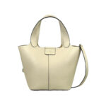 Bolso Bucket de Piel Italiana con 2 Asas Cortas y Bolsito Extra para Mujer