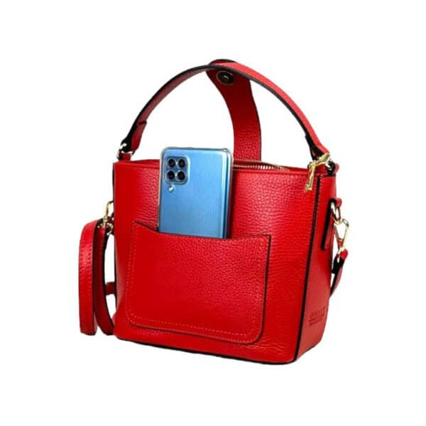 Bolso de Mano Piel Italiana con Compartimento Frontal y Asa Corta para Mujer