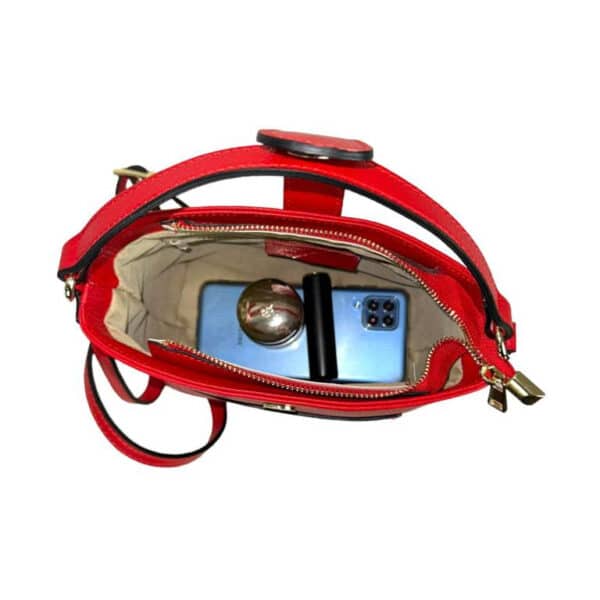 Bolso de Mano Piel Italiana con Compartimento Frontal y Asa Corta para Mujer