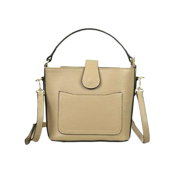 Bolso de Mano Piel Italiana con Compartimento Frontal y Asa Corta para Mujer