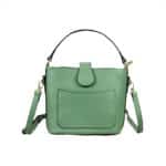 Bolso de Mano Piel Italiana con Compartimento Frontal y Asa Corta para Mujer