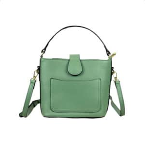 Bolso de Mano Piel Italiana con Compartimento Frontal y Asa Corta para Mujer