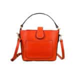 Bolso de Mano Piel Italiana con Compartimento Frontal y Asa Corta para Mujer