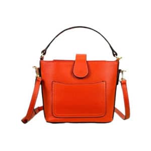 Bolso de Mano Piel Italiana con Compartimento Frontal y Asa Corta para Mujer