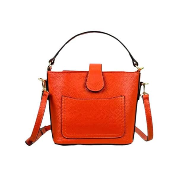 Bolso de Mano Piel Italiana con Compartimento Frontal y Asa Corta para Mujer