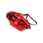 Bolso de Mano Piel Italiana con Compartimento Frontal y Asa Corta para Mujer