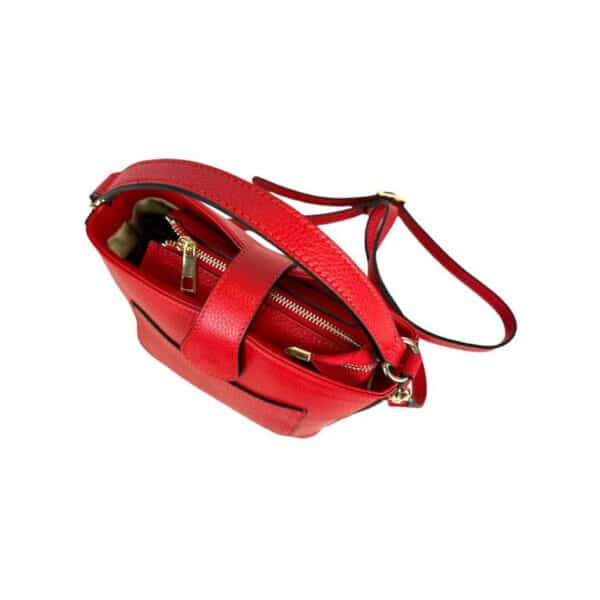 Bolso de Mano Piel Italiana con Compartimento Frontal y Asa Corta para Mujer