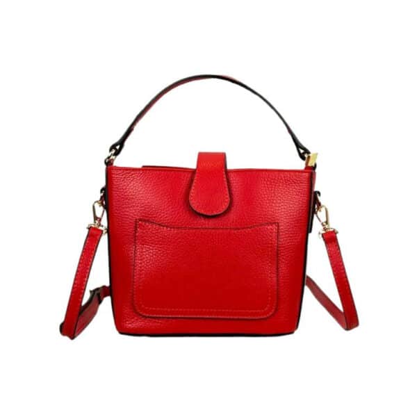 Bolso de Mano Piel Italiana con Compartimento Frontal y Asa Corta para Mujer