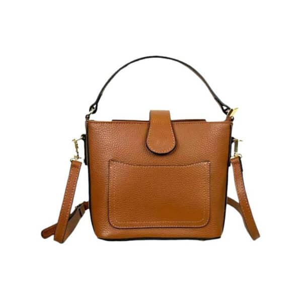 Bolso de Mano Piel Italiana con Compartimento Frontal y Asa Corta para Mujer